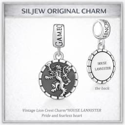 SilJew Vintage Fantasy Dragon Wolf Lion Charm 925 Silver Bead Fit Pandora Bracelet Medieval Throne Style Jewelry Gift for Women