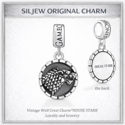 SilJew Vintage Fantasy Dragon Wolf Lion Charm 925 Silver Bead Fit Pandora Bracelet Medieval Throne Style Jewelry Gift for Women