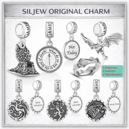 SilJew Vintage Fantasy Dragon Wolf Lion Charm 925 Silver Bead Fit Pandora Bracelet Medieval Throne Style Jewelry Gift for Women