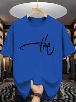 Summer Men's 100% Cotton Casual Loose Simple Letter Pattern Printed Comfortable Sports Round Neck Short Sleeved T-Shirt Top