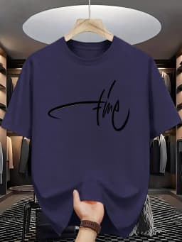 Summer Men's 100% Cotton Casual Loose Simple Letter Pattern Printed Comfortable Sports Round Neck Short Sleeved T-Shirt Top