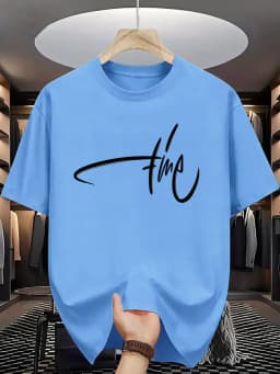 Summer Men's 100% Cotton Casual Loose Simple Letter Pattern Printed Comfortable Sports Round Neck Short Sleeved T-Shirt Top