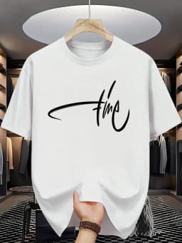Summer Men's 100% Cotton Casual Loose Simple Letter Pattern Printed Comfortable Sports Round Neck Short Sleeved T-Shirt Top