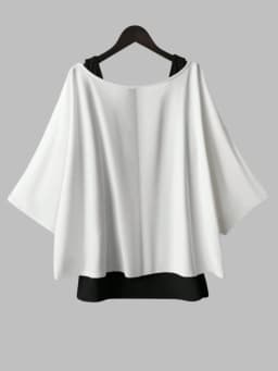 Women's Plus Size Batwing Sleeve Casual Tops Fake Two-Piece Loose Fit Blouse