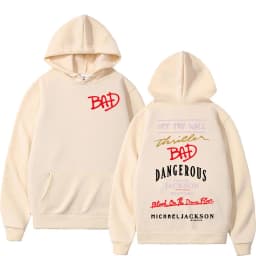 King of Pop Michael Jackson Bad Era Print Sweatshirt Men Women Fashion Classic Oversized Hoodies High Quality Casual Cozy Hooded