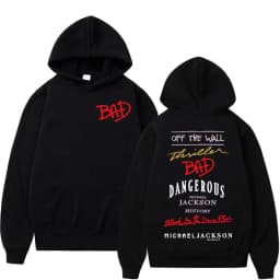 King of Pop Michael Jackson Bad Era Print Sweatshirt Men Women Fashion Classic Oversized Hoodies High Quality Casual Cozy Hooded