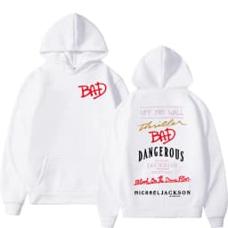 King of Pop Michael Jackson Bad Era Print Sweatshirt Men Women Fashion Classic Oversized Hoodies High Quality Casual Cozy Hooded