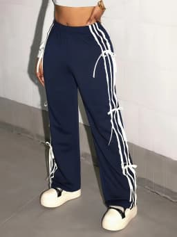 Ladies' Fashion Long Pants Lace Trimmed Activewear Leisure Pants