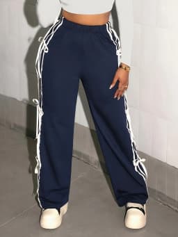 Ladies' Fashion Long Pants Lace Trimmed Activewear Leisure Pants