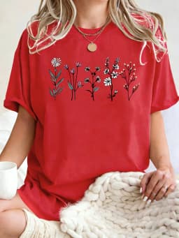 All Kinds Of Beautiful Flowers Printed T-Shirt Women Cotton Loose T Shirts All-Match Summer Clothing Comfortable Y2K Streetwear