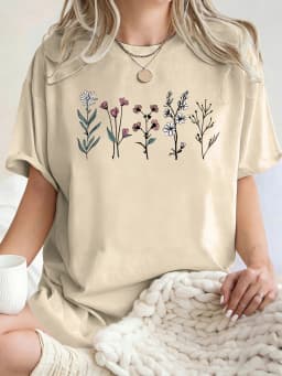 All Kinds Of Beautiful Flowers Printed T-Shirt Women Cotton Loose T Shirts All-Match Summer Clothing Comfortable Y2K Streetwear