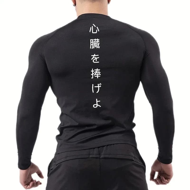 Sword Print Long Sleeve Compression Shirt for Men Athletic Quick Dry Tshirts Tops Gym Workout Running Baselayers Undershirts