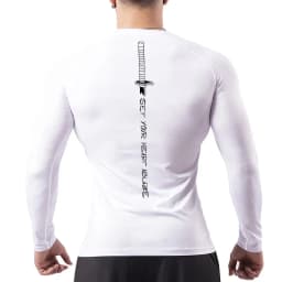 Sword Print Long Sleeve Compression Shirt for Men Athletic Quick Dry Tshirts Tops Gym Workout Running Baselayers Undershirts