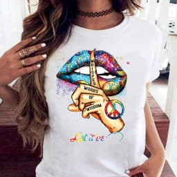 Loose Crew-neck Creative Mouth Short-sleeved T-shirt Woman Oversized T Shirt  Tops  Aesthetic Clothes Ladies Clothes T-shirts