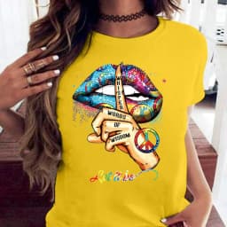 Loose Crew-neck Creative Mouth Short-sleeved T-shirt Woman Oversized T Shirt  Tops  Aesthetic Clothes Ladies Clothes T-shirts