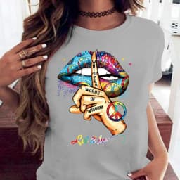 Loose Crew-neck Creative Mouth Short-sleeved T-shirt Woman Oversized T Shirt  Tops  Aesthetic Clothes Ladies Clothes T-shirts