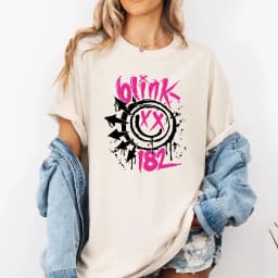 2026 Summer Women's Vintage Blink 182 T-Shirt  Cotton and Breathable Short Sleeve Streetwear Oversized Loose Casual