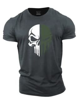 Military skull pattern 3D printed men's T-shirt, Spartan warrior, outdoor sports and fitness, casual fashionable streetwear