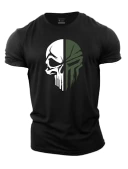 Military skull pattern 3D printed men's T-shirt, Spartan warrior, outdoor sports and fitness, casual fashionable streetwear