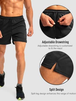 Men's Running Shorts with Zippered Pockets, Quick-Dry, Suitable for Gym Workouts, 5-Inch Men's Shorts