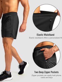 Men's Running Shorts with Zippered Pockets, Quick-Dry, Suitable for Gym Workouts, 5-Inch Men's Shorts