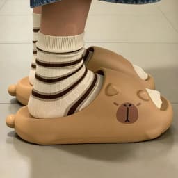 Women House BathSlippers Casual Cute Lovely Cartoon Hamburger Cat Capybara Summer Indoor Non-slip Soft Soles Comfy Home Female