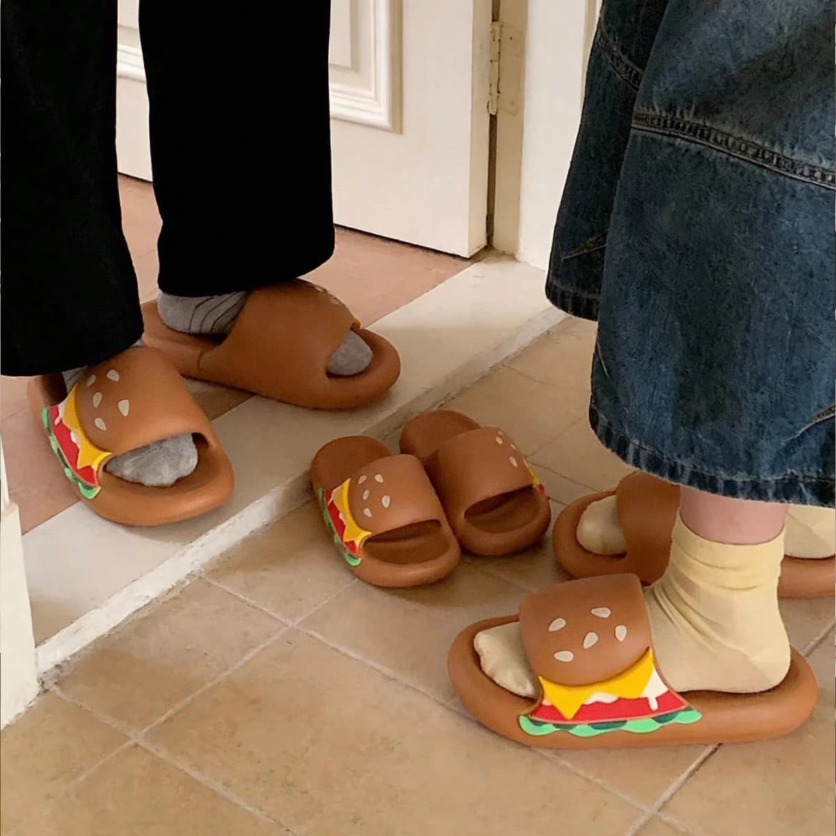 Women House BathSlippers Casual Cute Lovely Cartoon Hamburger Cat Capybara Summer Indoor Non-slip Soft Soles Comfy Home Female