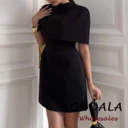 KONDALA Chic Sheath Shawl Mini Club Woman Mini Dress Fashion 2026 Spring Night Party Dress Vintage Solid Party Elegant Vestidos