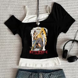 Women Harajuku Death Note Misa Amane Cropped Crop Tops Gothic Print Solid Camis Summer Casual Sleeveless Strap Top Y2k Tees
