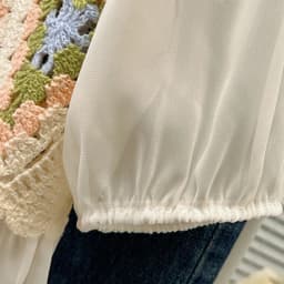 Women Crochet Blouse Granny Square Puff Sleeve Openwork Crop Tops Spring Summer 2026 Bohemian Vacation Cottagecore
