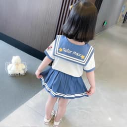 Baby Girls Clothes Sets Summer Bow Striped Tops Pleated Skirts Suits Cute Sailor Moon Cosplay Party Custume Children Clothes Set