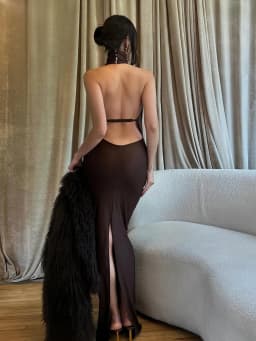 Hugcitar Elegant Halter V Neck Solid Backless Buttons Slit Sexy Bodycon Maxi Prom Dress Women Clothes Evening Party Festival