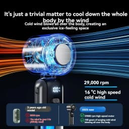 2025 Hanging Ice Pack Handheld High-speed Fan Folding 100 Speed Infinitely Adjustable Fan Portable For Outdoor Neck
