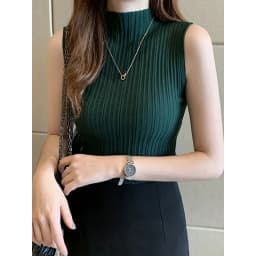 2026 Summer Turtleneck Ribbed Tank Tops Women Camisole Sleeveless Slim Female Stripe Croped Vest Casual Solid Camis Top
