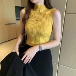2026 Summer Turtleneck Ribbed Tank Tops Women Camisole Sleeveless Slim Female Stripe Croped Vest Casual Solid Camis Top