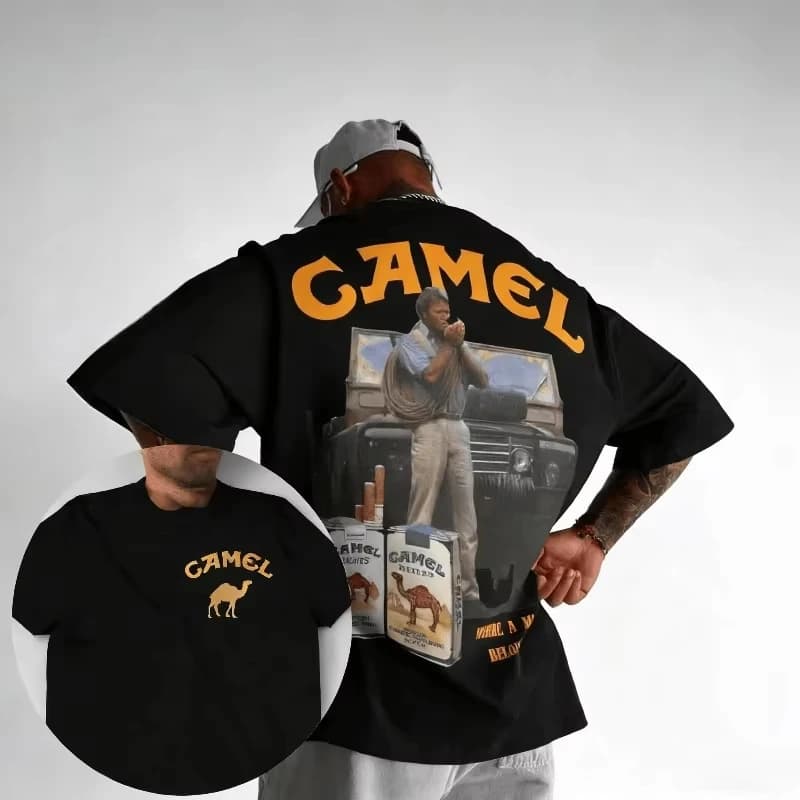 Retro Car Camel Cigarettes T-Shirt Vintage Cotton Tops Tee Short Sleeve Casual Streetwear Oversized Women Men Clothing 2026