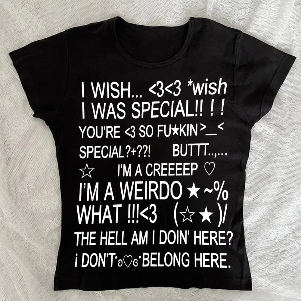 Y2K casual women's short sleeved printed fashion retro Harajuku street style high street Gothic American aesthetic emotional gir