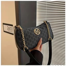 Trendy Women's Commuter Shoulder Bag with Belt Decoration Retro Underarm Handbag