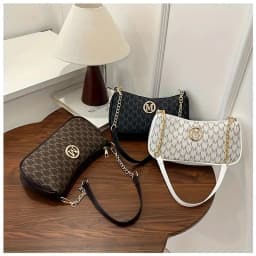 Trendy Women's Commuter Shoulder Bag with Belt Decoration Retro Underarm Handbag
