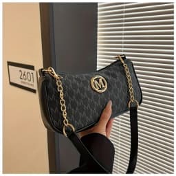 Trendy Women's Commuter Shoulder Bag with Belt Decoration Retro Underarm Handbag