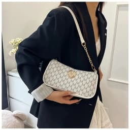 Trendy Women's Commuter Shoulder Bag with Belt Decoration Retro Underarm Handbag