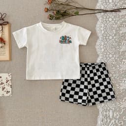 Summer Toddler Boys Girls Cotton Short Sleeve Top+Shorts Set Baby Boys Shortsleeve Printing Tee Outfits Sets Kids Clothes