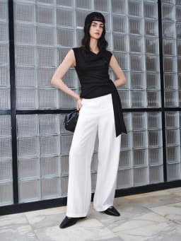 ZIQIAO 2026 Summer Women's Draped Neck Sleeveless Knit Top - Elegant Textured Design Casual Blouse for Daily and Summer Wear