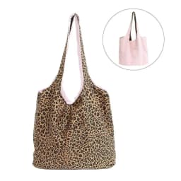 Casual Double Sided Shoulder Bag Large Capacity Floral Pink Tote Bag Leopard Print Bag