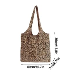 Casual Double Sided Shoulder Bag Large Capacity Floral Pink Tote Bag Leopard Print Bag