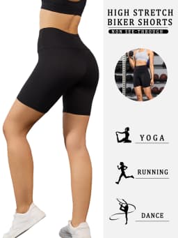 4 Pack Women's High Waisted Biker Shorts Super Soft Tummy Control No See Through Workout Yoga Running Gym Fitness Shorts