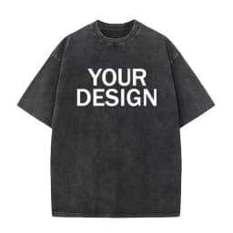 Unisex Cotton Wash T-Shirt Vintage Custom Print Pattern Oversized Short Sleeve T-Shirt Rapper Streetwear Men's Casual T-Shirt