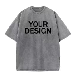 Unisex Cotton Wash T-Shirt Vintage Custom Print Pattern Oversized Short Sleeve T-Shirt Rapper Streetwear Men's Casual T-Shirt
