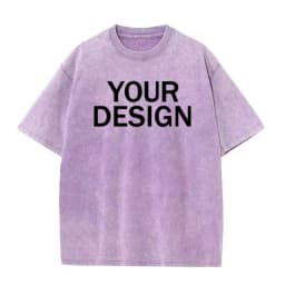 Unisex Cotton Wash T-Shirt Vintage Custom Print Pattern Oversized Short Sleeve T-Shirt Rapper Streetwear Men's Casual T-Shirt