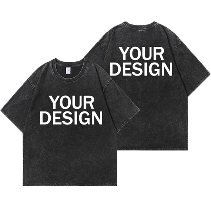 Unisex Cotton Wash T-Shirt Vintage Custom Print Pattern Oversized Short Sleeve T-Shirt Rapper Streetwear Men's Casual T-Shirt
